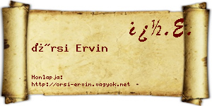 Örsi Ervin névjegykártya