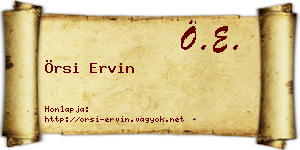 Örsi Ervin névjegykártya